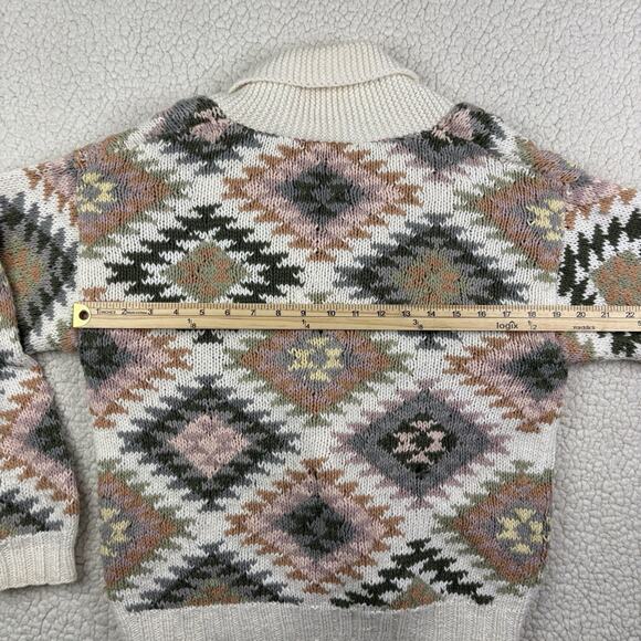 Vtg Chicos Chunky Knit Cardigan Toggle Button Shawl Collar Southwest Sz M Crop - Picture 6 of 7